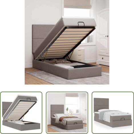 vidaXL Letto con stoccaggio -  Struttura Letto Pouf con Materasso Tortora 80x200 cm in Tessuto