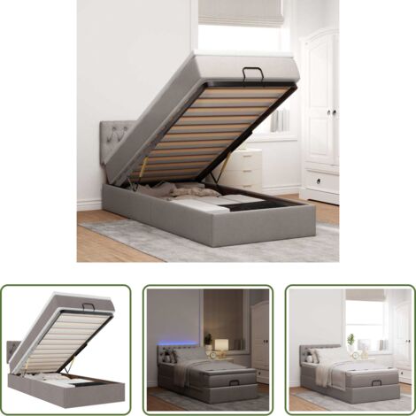 vidaXL Letto con stoccaggio -  Struttura Letto Pouf con Materasso Tortora 80x200 cm in Tessuto