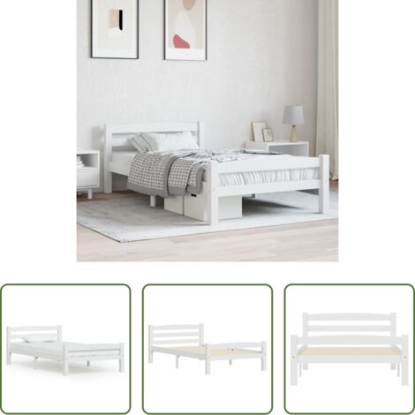 vidaXL Letto con telaio -  Dormeuse Estraibile senza Materasso Bianca Legno Pino 90x200 cm