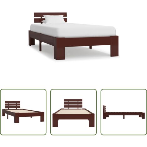 vidaXL Letto con telaio -  Giroletto senza Materasso Marrone Scuro 100x200 cm Legno Pino