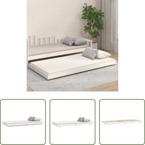 vidaXL Letto con telaio in legno -  Giroletto senza Materasso Bianco 90x200 cm Legno Massello Pino