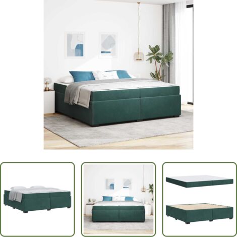 vidaXL Letto con telaio in legno -  Struttura del letto Verde Scuro 200 x 200 cm Tessuto