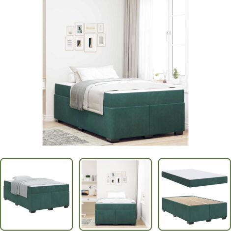 vidaXL Letto con telaio -  Struttura del letto Verde Scuro 120 x 190 cm Tessuto
