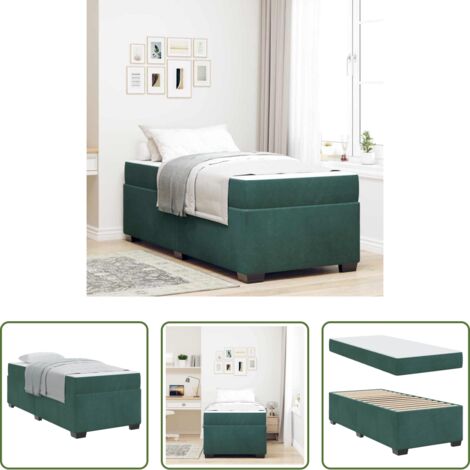 vidaXL Letto con telaio -  Struttura del letto Verde Scuro 80 x 200 cm Tessuto