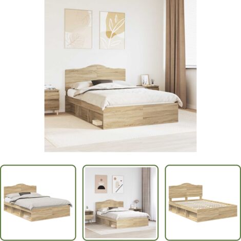 vidaXL Letto con testata in legno -  Struttura del letto Sonoma 160 x 200 cm Pino massello