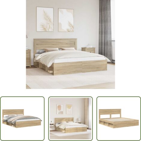 vidaXL Letto con testata in legno -  Struttura del letto Sonoma 200 x 200 cm Pino massello