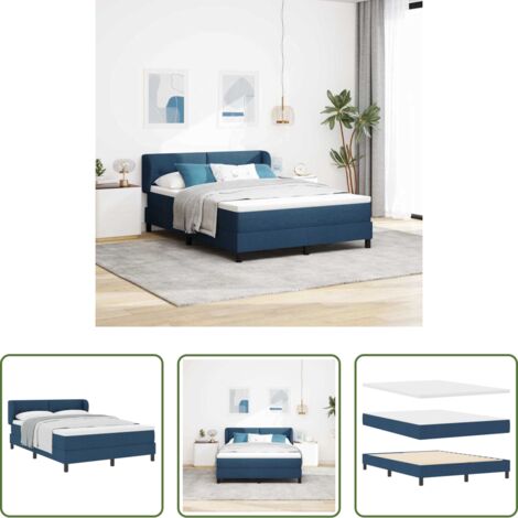 vidaXL Letto con testata regolabile -  Letto a molle con materasso Blu 140 x 190 cm Tessuto