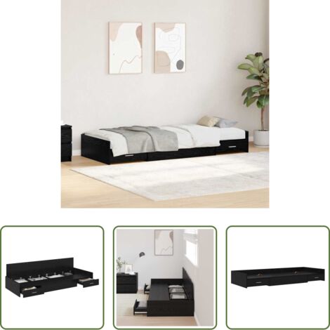 vidaXL Letto con testata -  Struttura del letto Rovere Nero 90 x 200 cm Legno multistrato
