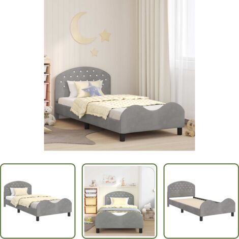 vidaXL Letto con testata -  Struttura letto bambini con testata Grigio chiaro 80 x 200 cm