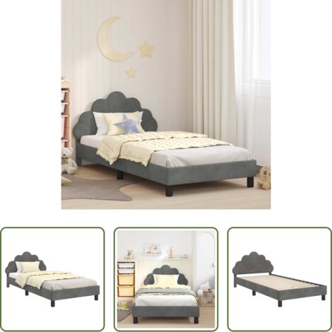 vidaXL Letto con testata -  Struttura letto bambini con testata Grigio scuro 90 x 200 cm