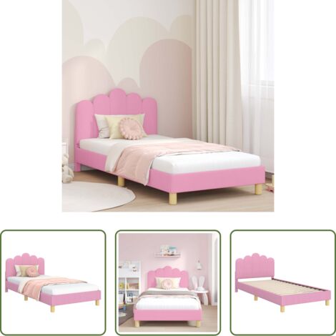 vidaXL Letto con testata -  Struttura letto bambini con testata Rosa 80 x 200 cm Tessuto
