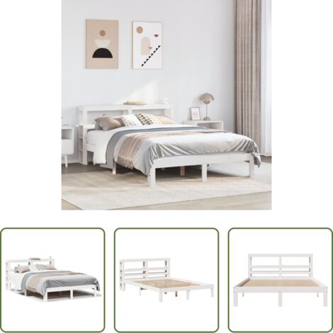 vidaXL Letto con testiera autoportante -  Giroletto con Testiera Bianco 120x190 cm Legno Massello di Pino