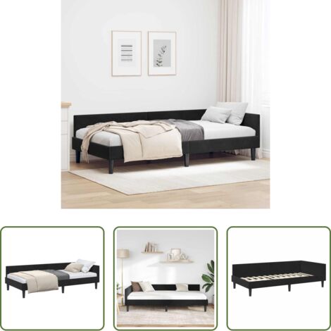 vidaXL Letto con testiera -  Cornice del letto ad angolo Nero 80 cm x 200 cm Velluto