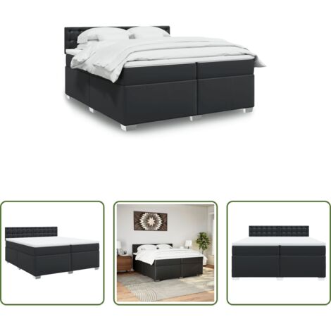 vidaXL Letto con testiera -  Giroletto a Molle con Materasso Nero 200x200 cm in Similpelle