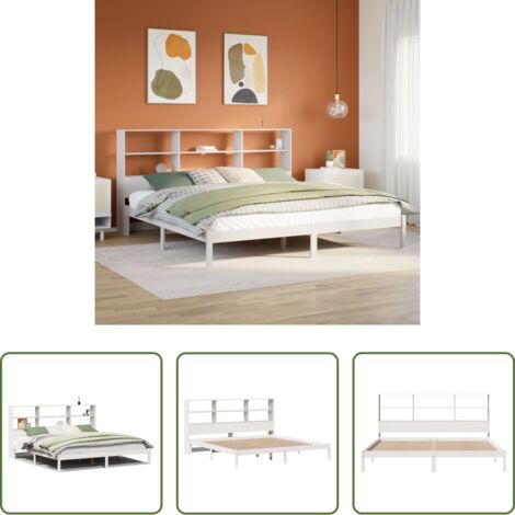 vidaXL Letto con testiera -  Giroletto con Libreria senza Materasso 180x200 cm in Legno Pino