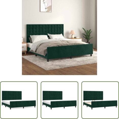 vidaXL Letto con testiera -  Giroletto con Testiera Verde Scuro 180x200 cm in Velluto