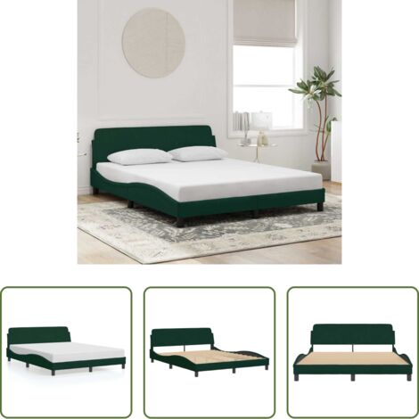 vidaXL Letto con testiera -  Giroletto Dover Verde Scuro 160x200 cm in Velluto