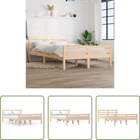 vidaXL Letto con testiera -  Giroletto in Legno Massello 140x190 cm