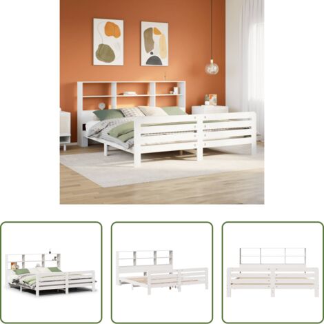 vidaXL Letto con testiera -  Giroletto senza Materasso Bianco 180x200 cm Legno Massello Pino