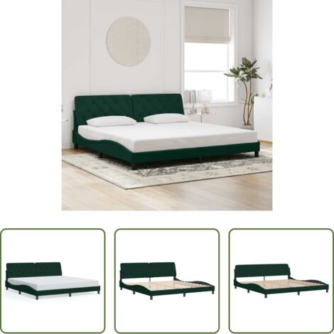 vidaXL Letto con testiera -  Giroletto senza Materasso Verde Scuro 200x200 cm in Velluto