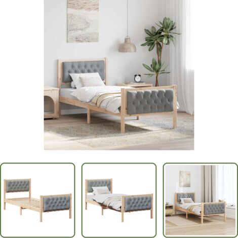 vidaXL Letto con testiera in poliestere -  Struttura del letto Grigio chiaro 80 x 200 cm Tessuto