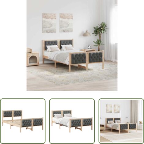vidaXL Letto con testiera in poliestere -  Struttura del letto Grigio scuro 120 x 190 cm Tessuto