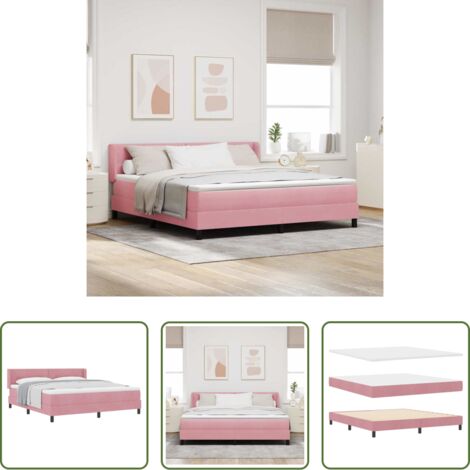 vidaXL Letto con testiera -  Letto a molle con materasso Rosa 200 x 180 cm Velluto