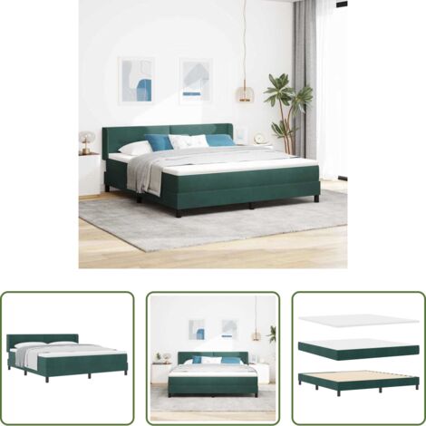 vidaXL Letto con testiera -  Letto a molle con materasso Verde Scuro 200 x 180 cm Velluto