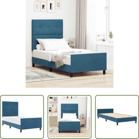 vidaXL Letto con testiera -  Letto a molle con testiera Blu Scuro 80 x 200 cm Velluto