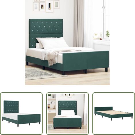 vidaXL Letto con testiera -  Letto a molle con testiera Verde Scuro 120 x 200 cm Velluto