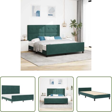 vidaXL Letto con testiera -  Letto a molle con testiera Verde Scuro 180 x 200 cm Velluto