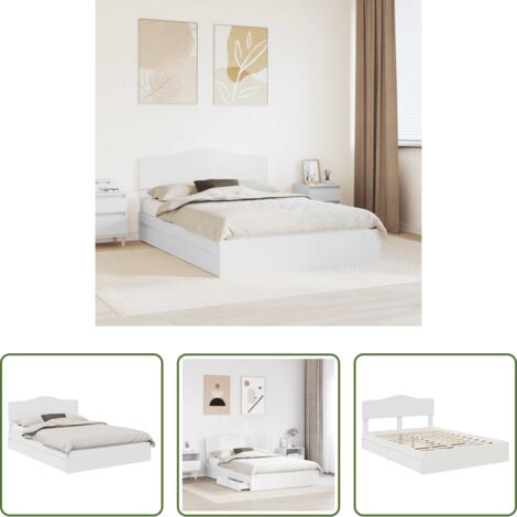vidaXL Letto con testiera -  Letto con Contenitore Bianco 140 x 200 cm Legno multistrato