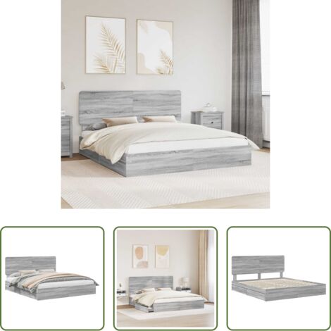 vidaXL Letto con testiera -  Letto con Contenitore con testiera Grigio Sonoma 200 x 200 cm