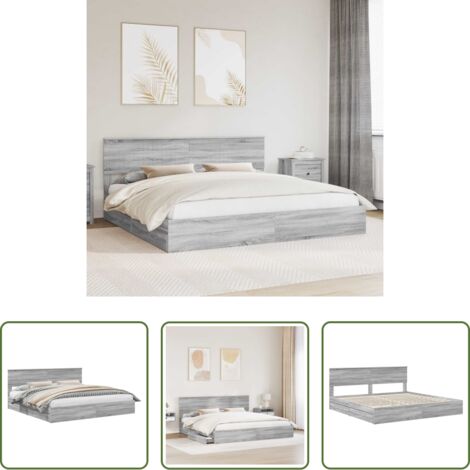 vidaXL Letto con testiera -  Letto con Contenitore con testiera Grigio Sonoma 200 x 200 cm