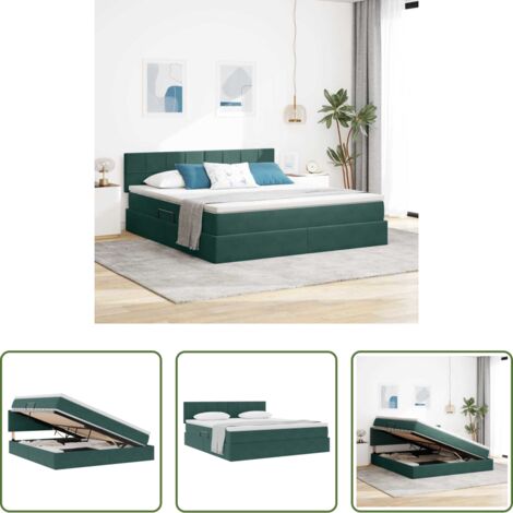 vidaXL Letto con testiera -  Letto con Contenitore Verde Scuro 160 x 200 cm Velluto
