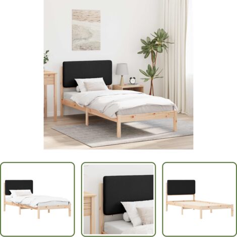 vidaXL Letto con testiera -  Letto con Testiera Rivestita Nero 80 x 200 cm Pino massello
