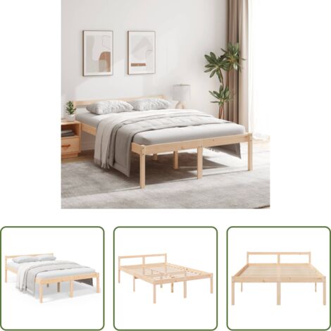 vidaXL Letto con testiera -  Letto per Anziani 120x190 cm Small Double in Legno di Pino