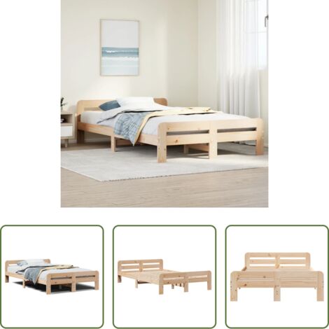 vidaXL Letto con testiera -  Letto senza Materasso 120x190 cm in Legno Massello di Pino