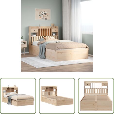 vidaXL Letto con testiera -  Letto senza Materasso 135x190 cm in Legno Massello di Pino