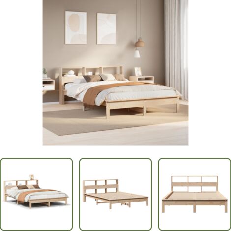 vidaXL Letto con testiera -  Letto senza Materasso 140x190 cm in Legno Massello di Pino