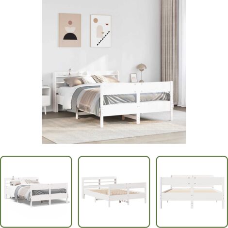 vidaXL Letto con testiera -  Letto senza Materasso Bianco 120x190 cm Legno Massello di Pino