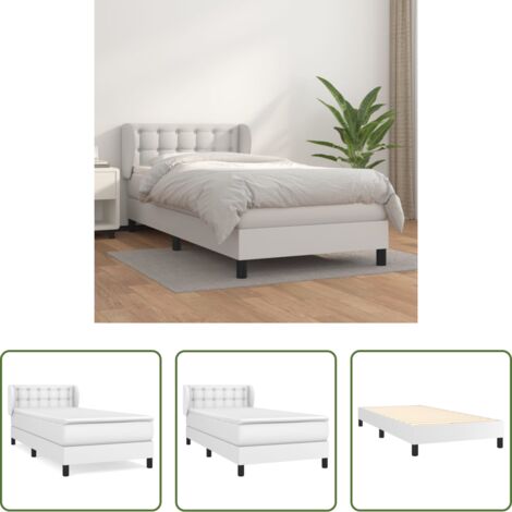 vidaXL Letto con testiera regolabile -  Giroletto a Molle con Materasso Bianco 80x200 cm in Similpelle