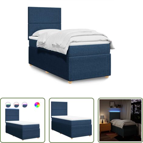 vidaXL Letto con testiera regolabile -  Giroletto a Molle con Materasso Blu 80x200 cm inTessuto