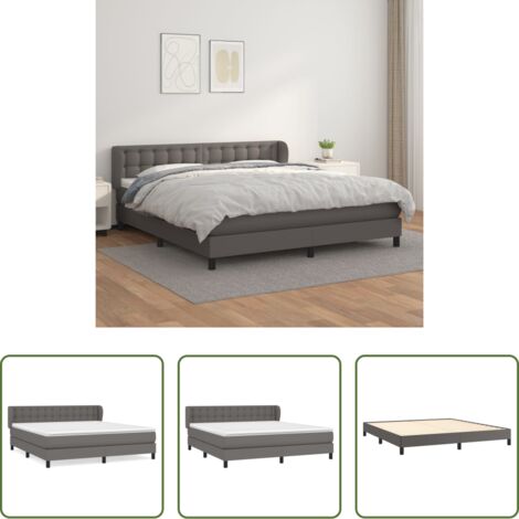 vidaXL Letto con testiera regolabile -  Giroletto a Molle con Materasso Grgio 180x200 cm in Similpelle