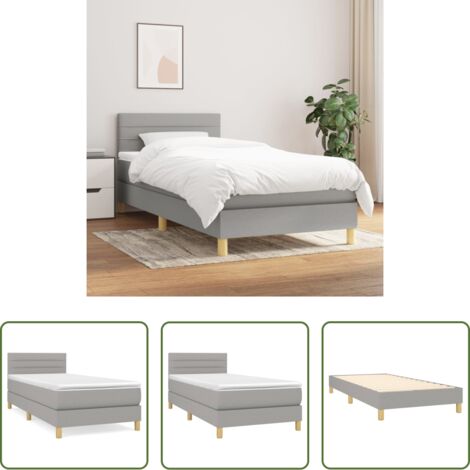 vidaXL Letto con testiera regolabile -  Giroletto a Molle con Materasso Grigio Chiaro 90x200 cm Tessuto