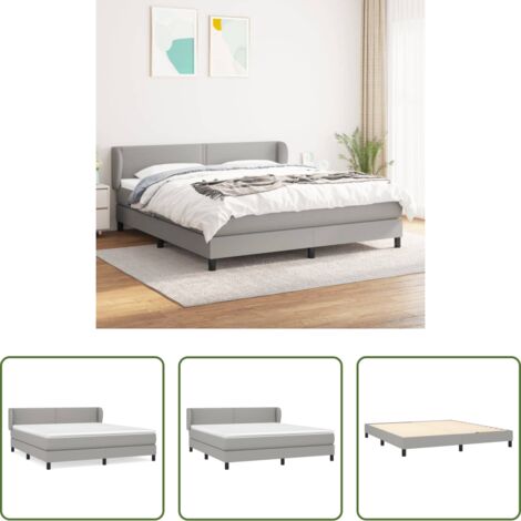 vidaXL Letto con testiera regolabile -  Giroletto a Molle con Materasso Grigio Chiaro180x200 cm Tessuto