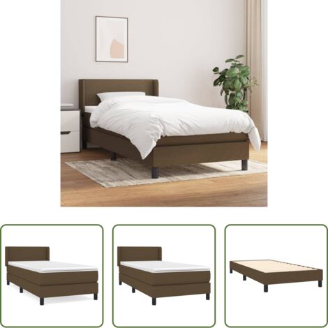 vidaXL Letto con testiera regolabile - Giroletto a Molle con Materasso Marrone Scuro 100x200cm Tessuto