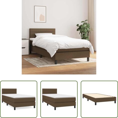 vidaXL Letto con testiera regolabile -  Giroletto a Molle con Materasso Marrone Scuro 80x200 cm Tessuto