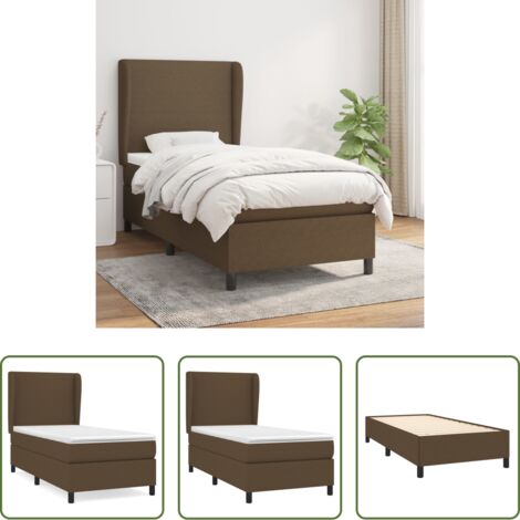 vidaXL Letto con testiera regolabile -  Giroletto a Molle con Materasso Marrone Scuro 90x200 cm Tessuto