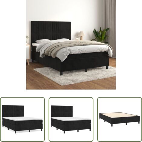 vidaXL Letto con testiera regolabile -  Giroletto a Molle con Materasso Nero 140x190 cm in Velluto